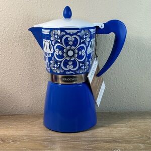 Brandani Italian Blue Coffee Maker Moka
Pot Stovetop Aluminum 9 Cup NEW